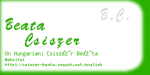 beata csiszer business card
